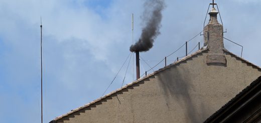 conclave smokestack with black smoke coming out